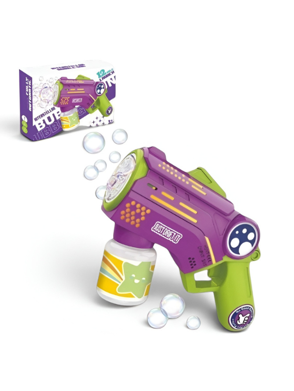 Automatic Bubble Gun Blaster Toy – Bubble Solution Bottle & Rich Bubble Output Purple LMI16321.