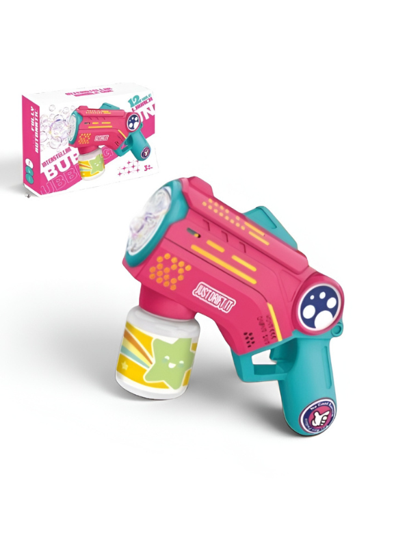 Automatic Bubble Gun Blaster Toy – Bubble Solution Bottle & Rich Bubble Output Pink LMI16321.