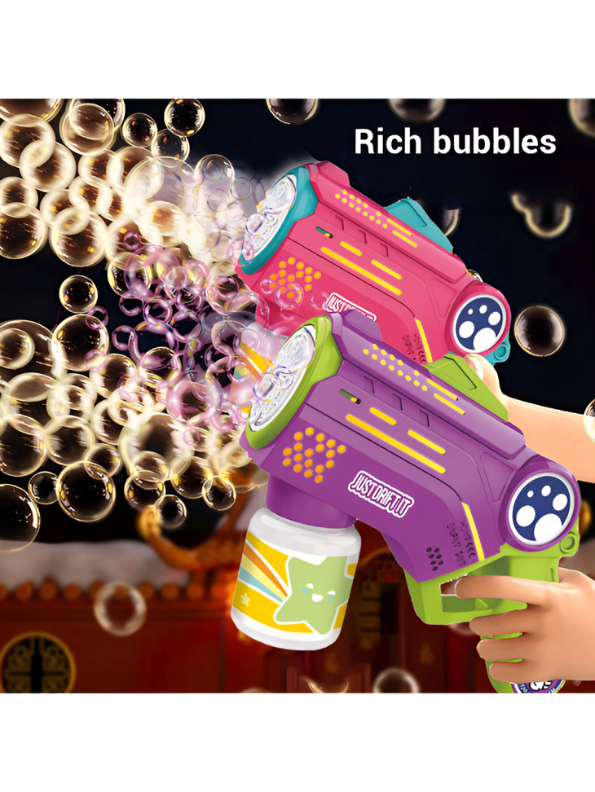 Automatic Bubble Gun Blaster Toy – Bubble Solution Bottle & Rich Bubble Output Purple LMI16321.