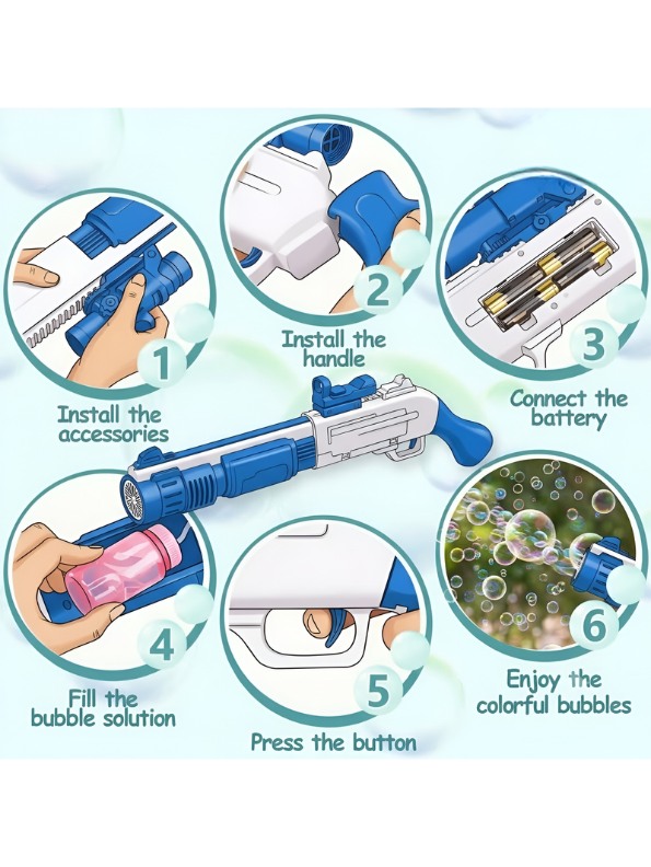 Automatic Light-Up Bubble Gun Toy – Handheld Battery-Powered Bubble Machine for Outdoor Play LMI16594