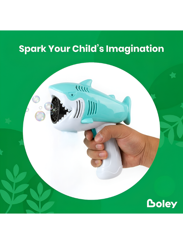 Automatic Green Shark Bubble Gun Toy with Bubble Solution - Battery-Powered Outdoor Summer Bubble Blower Machine for Toddlers & Kids TV3934.