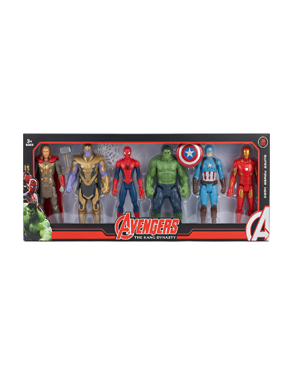 Avengers Action Figure Set 6-Pack – Superhero Toy Collection with Thor, Thanos, Spider-Man, Hulk, Captain America & Iron Man TV748.