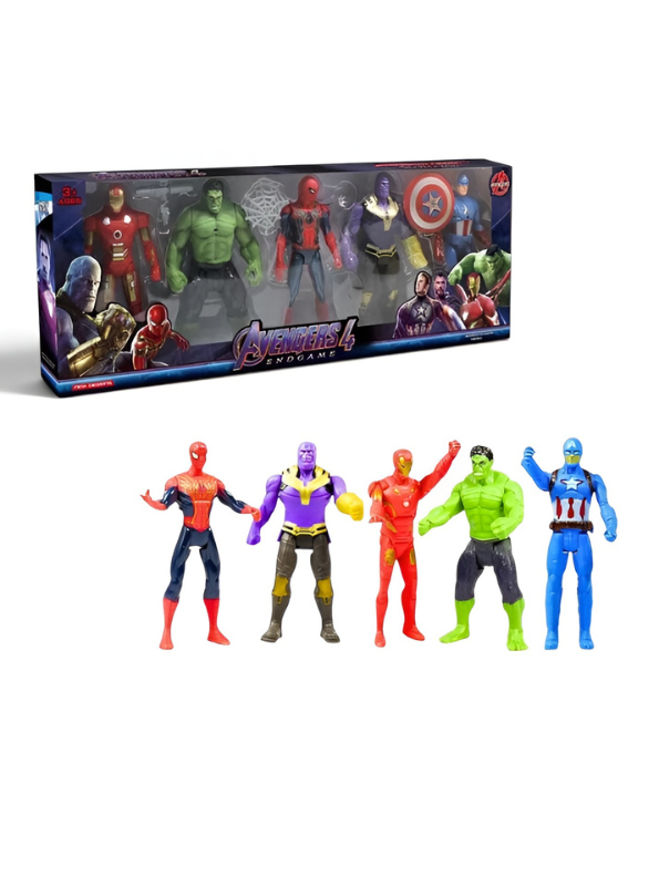 Avengers Endgame Action Figure Set - 4-Piece Superhero Collection with Iron Man, Hulk, Spider-Man & Thanos TV7358