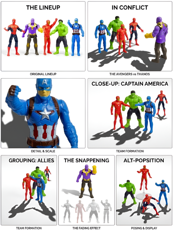 Avengers Endgame Action Figure Set - 4-Piece Superhero Collection with Iron Man, Hulk, Spider-Man & Thanos TV7358