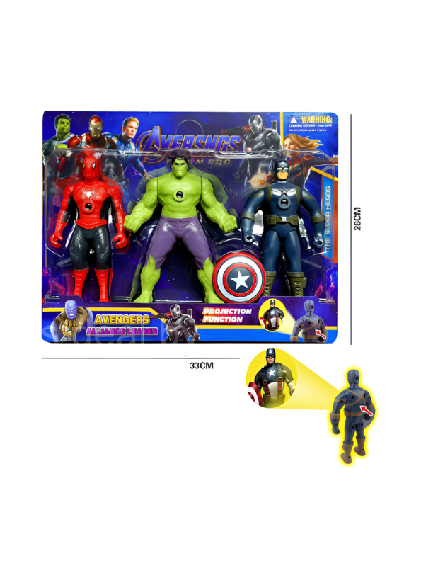 MARVEL アベンジャーズ Avengers Superhero Action Figure Set – Hulk, Spider-Man & Captain