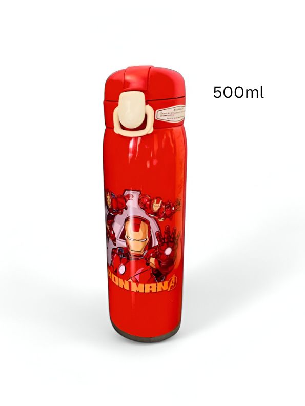 IronSip - Avengers Theme Sipper Bottle – Stainless Steel & Leakproof 500ml Push Button with Lock NOV8336.