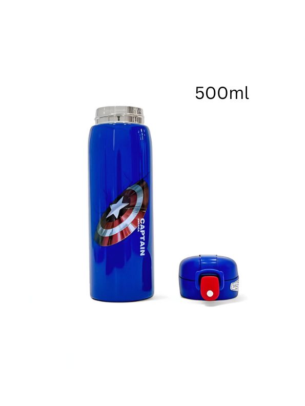 Avengers Theme Sipper Bottle – Stainless Steel & Leakproof 500ml Push Button with Lock NOV8408.