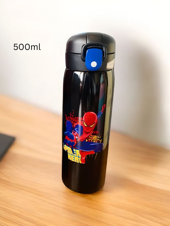ShadowSpider - Avengers Theme Sipper Bottle – Stainless Steel & Leakproof 500ml Push Button with Lock NOV8336.
