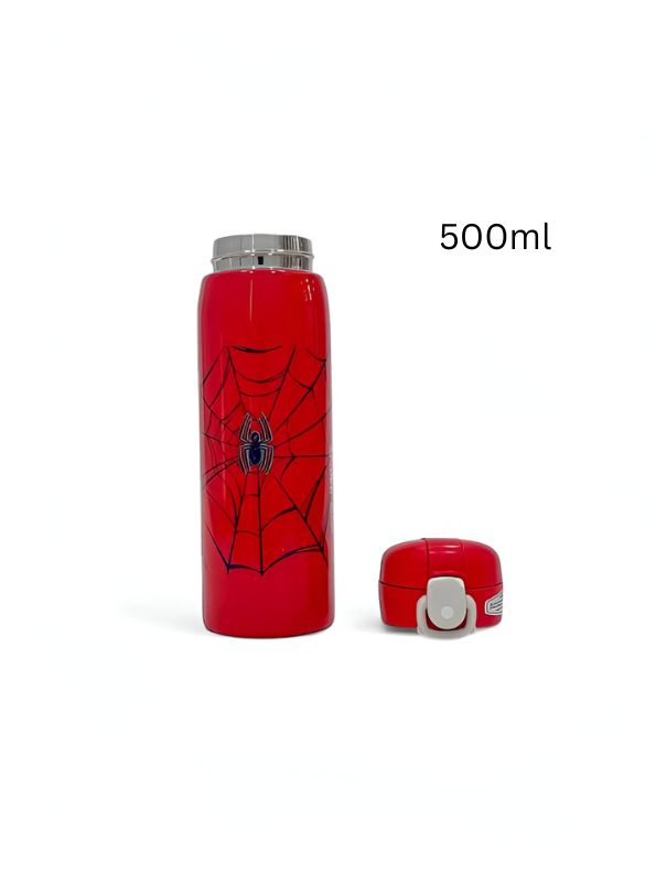 SpiderSip - Avengers Theme Sipper Bottle – Stainless Steel & Leakproof 500ml Push Button with Lock NOV8408.