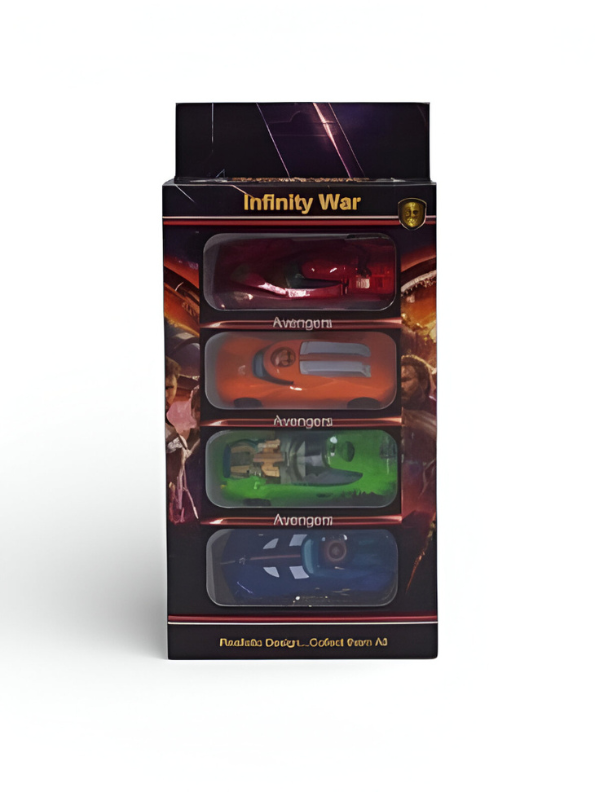 Marvel Avengers: Infinity War Die-Cast Toy Car Set - 4-Pack Superhero Character Vehicles including Iron Man, Hulk, & Captain America - 1:64 Scale Collectible Gift for Kids LMI9661