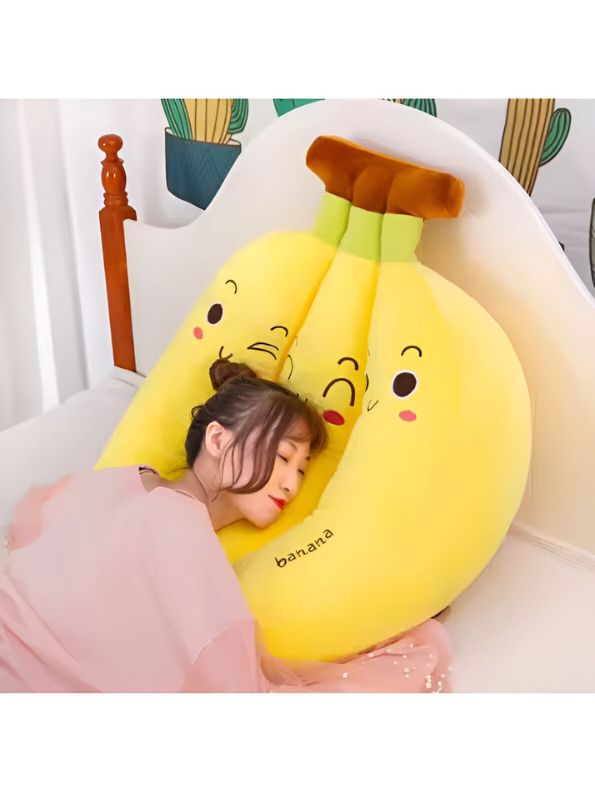 SoftNana Plush Cushion – Adorable Banana-Shaped Soft Cotton Pillow for Kids & Home Décor - MS14453