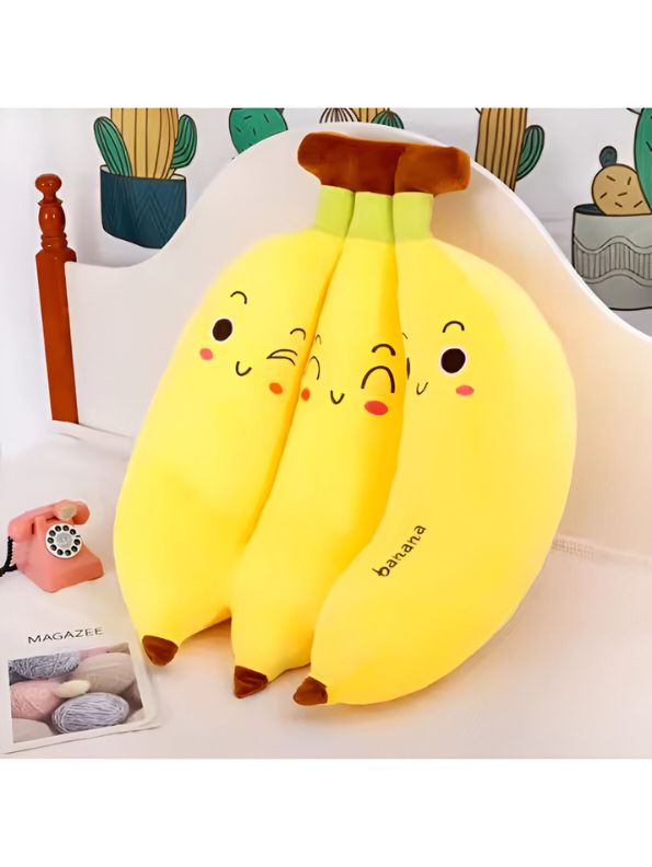 SoftNana Plush Cushion – Adorable Banana-Shaped Soft Cotton Pillow for Kids & Home Décor - MS14453