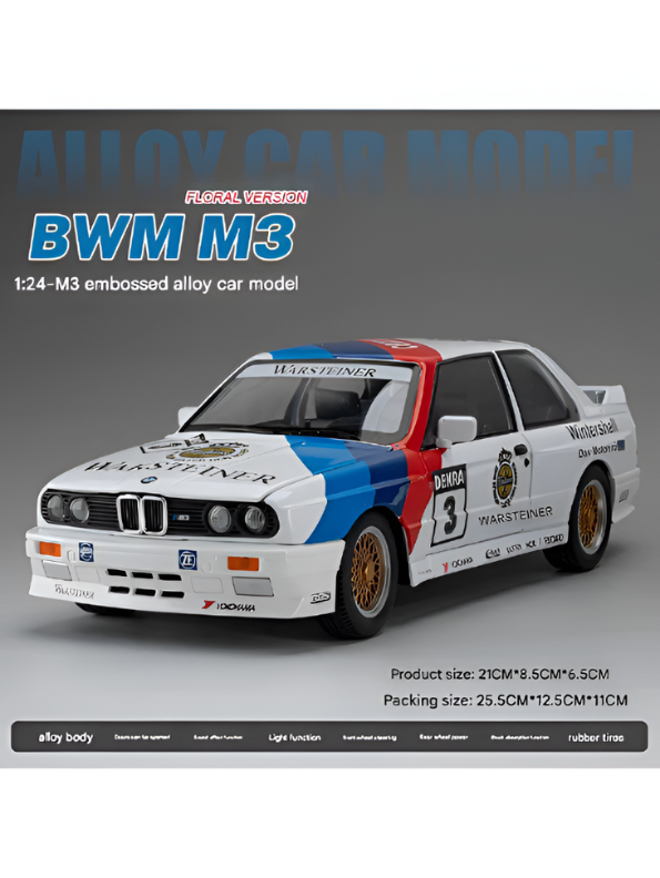 BMW E30 M3 DTM Race Car Diecast Model 1:24 Scale – Acrylic Display Case.