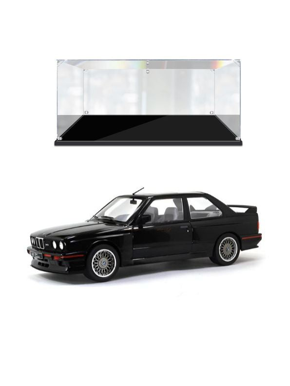Black - BMW E30 M3 Diecast Model Car - Red Collectible Toy Car Detailed Interior & Exterior with Acrylic Display Case.