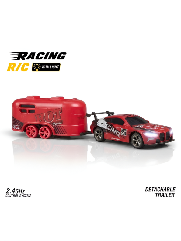 BMW M4 GT3 RC Drift & Racing Car with Trailer & Acrylic Display Box Red (2.4GHz) MD570