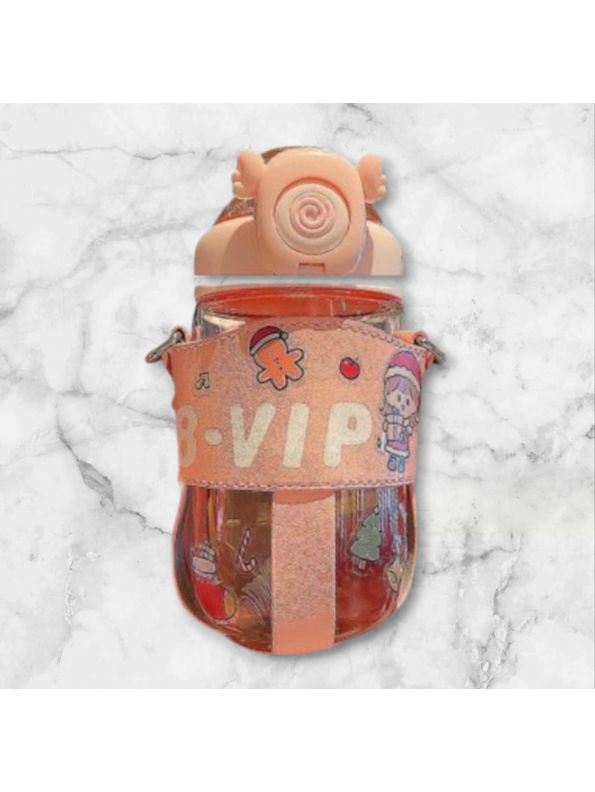 Pink - Baby Drink Bouncing Cup Water Bottle – Cute Mini Sports Bottle with Straw for Toddlers NOV1340.