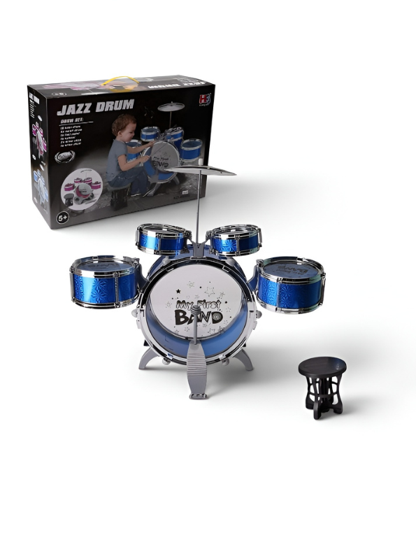 Band Kids Drum Set Toy - 5-Piece Musical Instrument Kit for Toddlers & Children - Blue TV1103