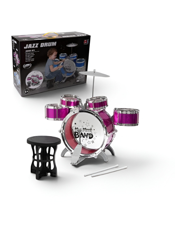 Band Kids Drum Set Toy - 5-Piece Musical Instrument Kit for Toddlers & Children - Pink TV1103