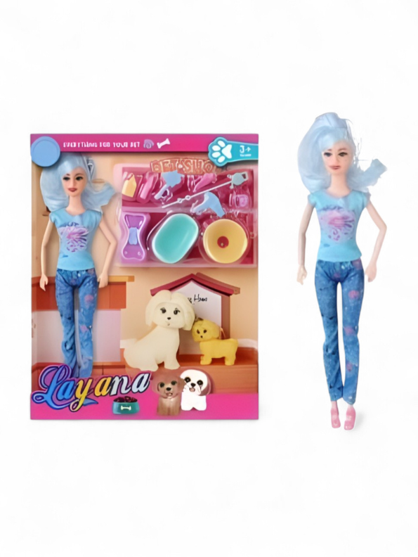 Barbie Doll House Playset with Dogs | Barbie Inspired Petsito Doll with 2 Puppies & Grooming Accessories | Fun Girl Toy Gift LMI12737.