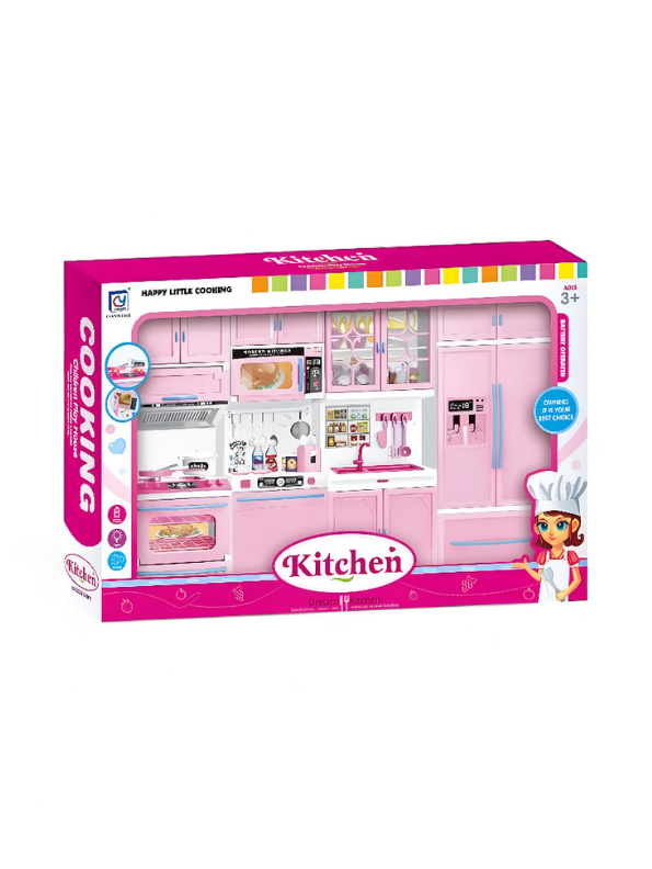 Barbie Kitchen Set – Deluxe Pretend Play Cooking Barbie Inspired Doll Set for Kids with Utensils, Opening Oven, Cupboard Doors Realistic Kitchen
