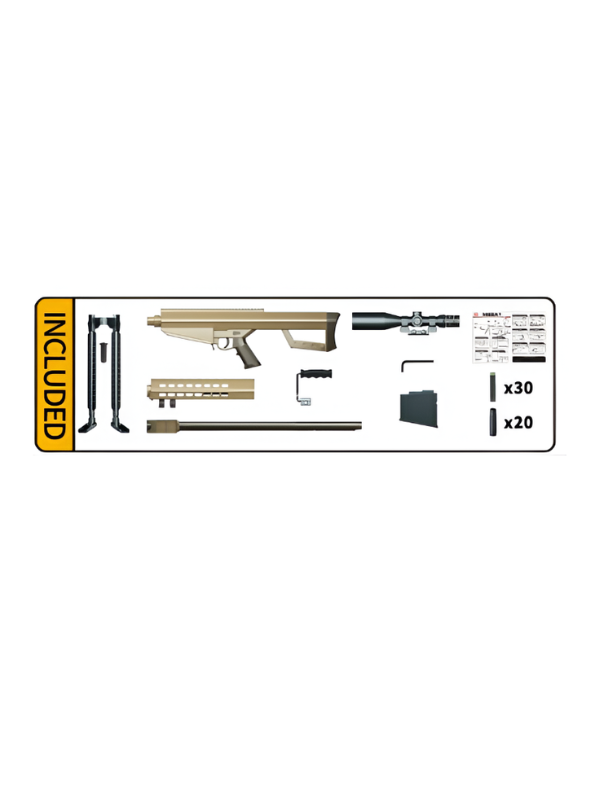 Barrett M82A1 Toy Sniper Rifle Giant – DIY Assembly Shooting Game Kit with Bipod, Scope & Shell Ejection NX16601.