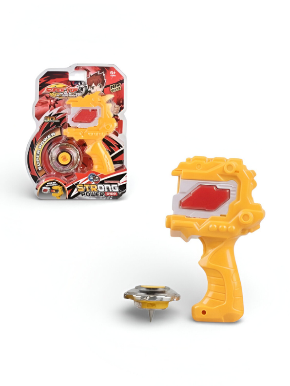 Super Top Spinner Series: Dinosaur Power Gyro Launcher Toy Set with Metal Fusion Spinning Top - YellowLMI14800
