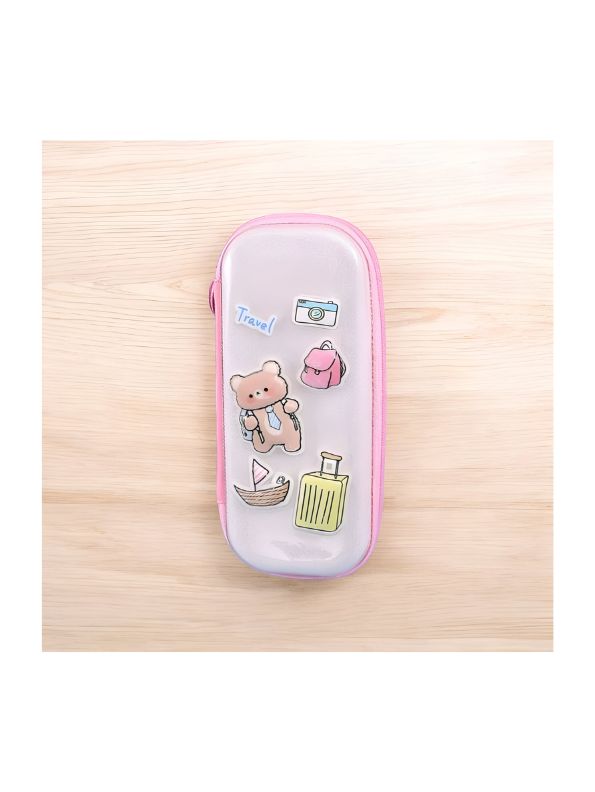 Bearvoy – Bear Travel Theme Pouch for Kids | Single Chain Adventure Pencil Case | Cute & Durable Stationery Bag NOV3759.