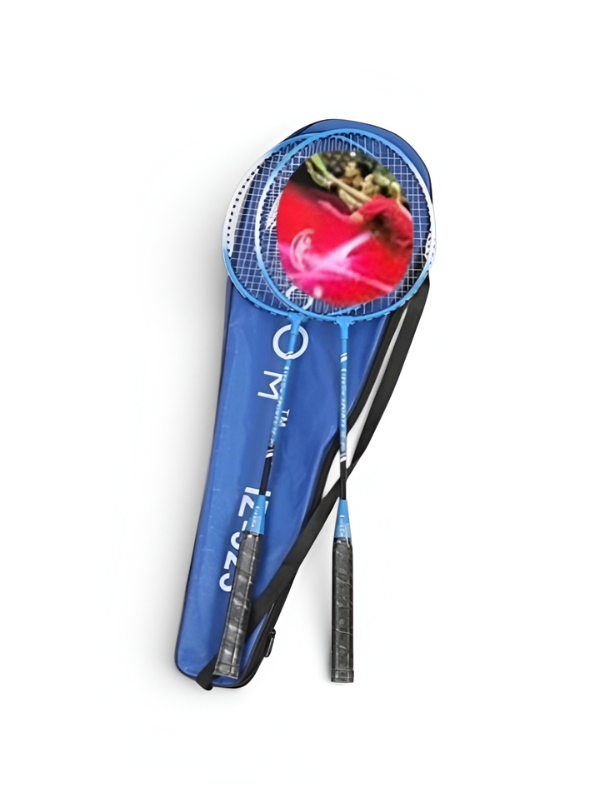 Blue 2-Piece Badminton Racket Set, High-Performance T-Joint Frame, Shock-Absorbing Comfort Handle, Includes Durable Racket Bag LMI1322