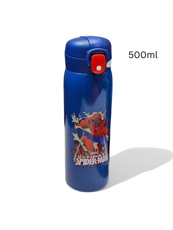 BlueSpider - Avengers Theme Sipper Bottle – Stainless Steel & Leakproof 500ml Push Button with Lock NOV8336.