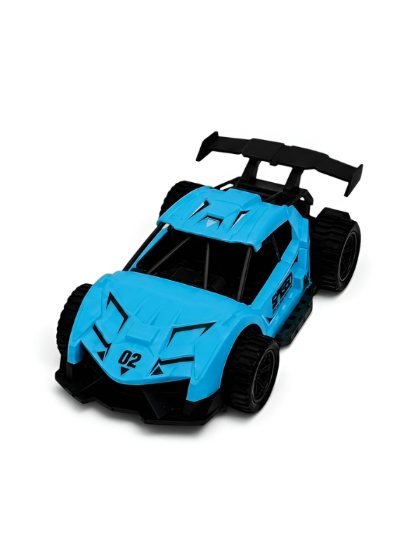 Blue Sport Racing Toy Car with Rear Spoiler - High-Speed Design Diecast Style Model LMI16820