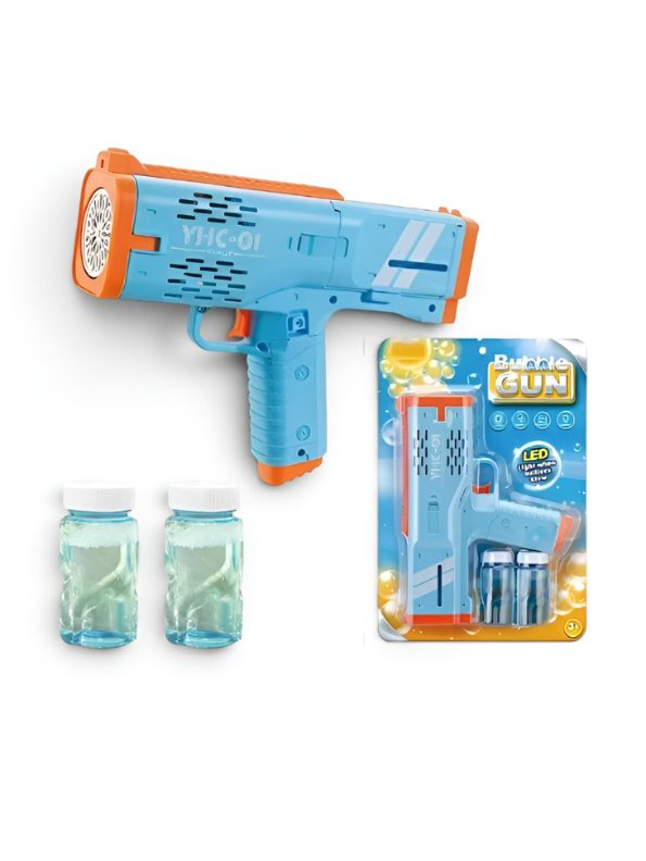 Bubble Gun Blaster Toy – Bubble Shooter with 2 Bubble Solution Bottles Blue LMI16593.