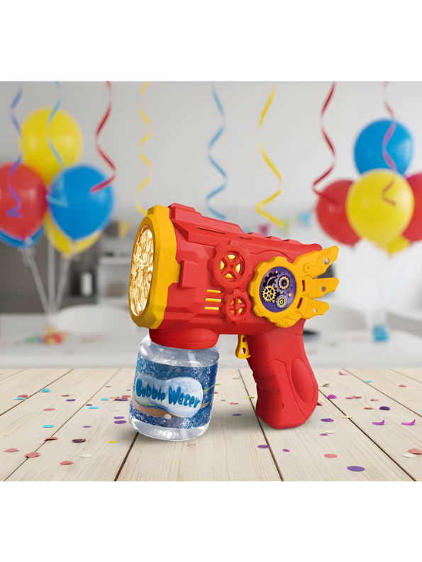 Bubble Gun with LED Lights & Rotating Gears, Leak-Proof Blue LMI16604.