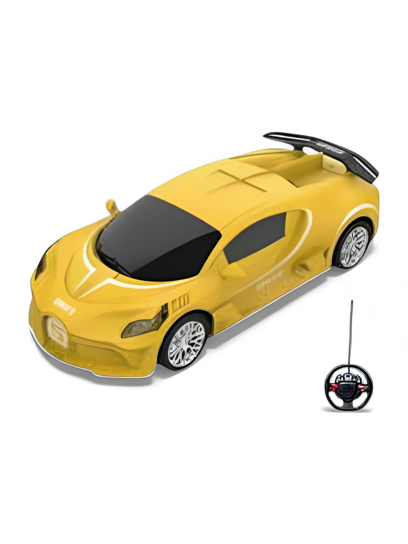 Yellow Bugatti-Style RC Sports Car for Kids | 1:18 Scale Die-Cast Model with Remote Control LMI15171