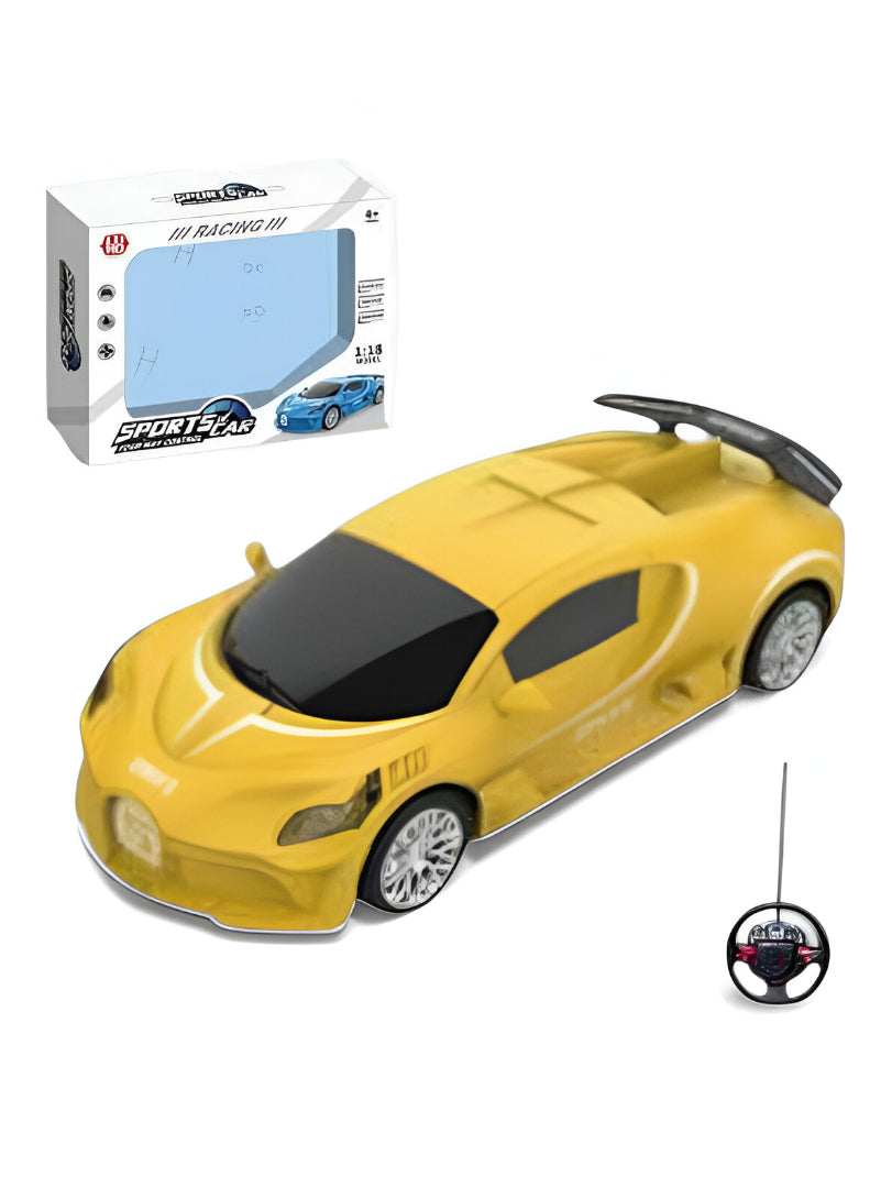 Yellow Bugatti-Style RC Sports Car for Kids | 1:18 Scale Die-Cast Model with Remote Control LMI15078