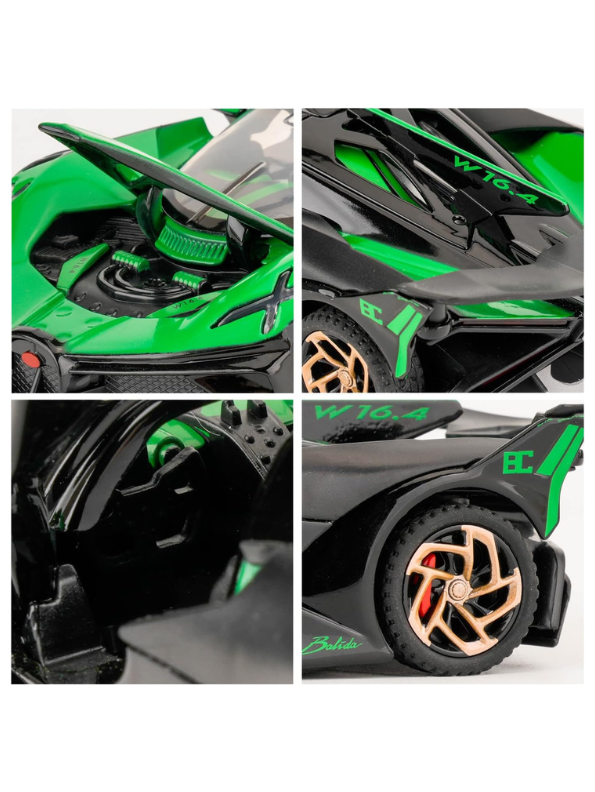 Bugatti Bolide Metal Diecast Car - Green Scale 1:32