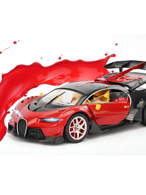 Bugatti Remote Control Car 1:16 Scale Red – High-Speed Racing RC Car with LED Headlights, Batteries Included, Stylish Design for Kids.