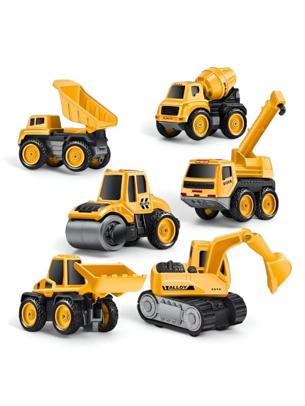 BuildPro – Engineering Construction Vehicle Set for Kids | Pack of 6 Pull-Back Trucks & JCBs for Creative Play & Learning LMI14063.