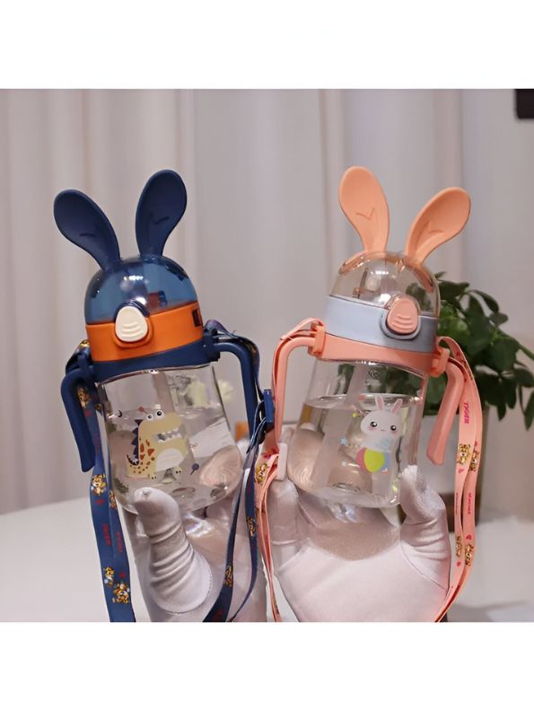 Bunny Ears Cartoon Water Bottle – 350ml Cute Leakproof Sipper with Straw for Kids NOV640.