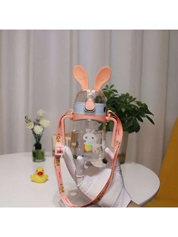 Bunny Ears Cartoon Water Bottle – 350ml Cute Leakproof Sipper with Straw for Kids NOV640.