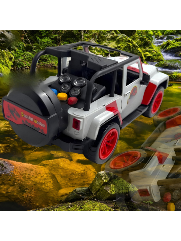 Jurassic Park Jeep Wrangler Toy Car – Red & White JP18 Edition 1:24 Scale LMI12059.