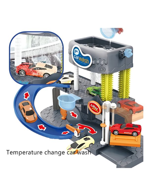 Car Wash Playset – Color Changing Car Wash Toy with Track, Lights & Sounds | Interactive Parking Garage Toy for Kids | Best Gift for Boys & Girls LMI-10A-2.