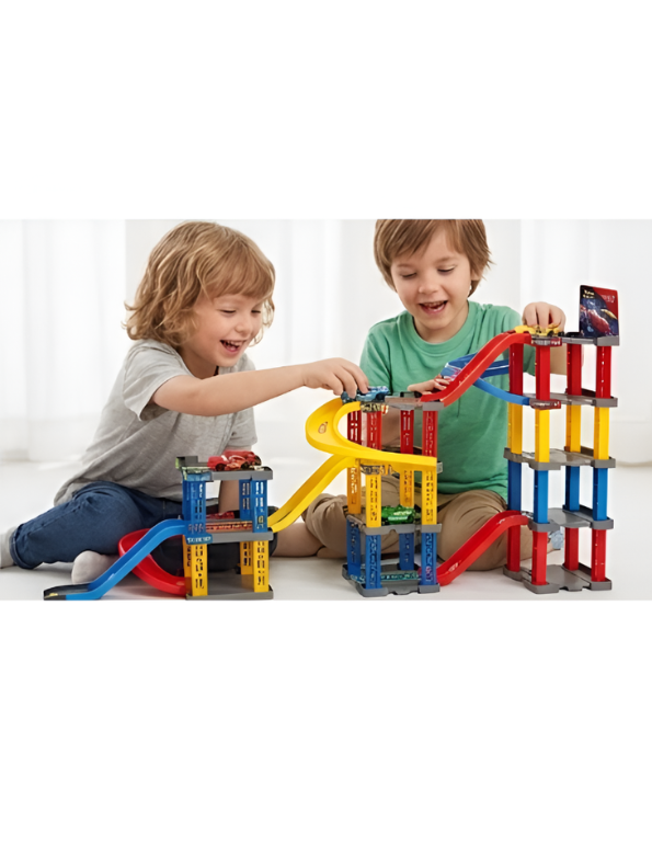 Cars Racing Track Playset with Cars – Spiral Ramps & Launchers Toy Set MD402.
