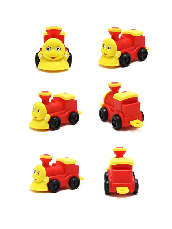 Cartoon Toy Train for Toddlers – Friction Powered Steam Engine with Yellow Smile Face LMI5350.