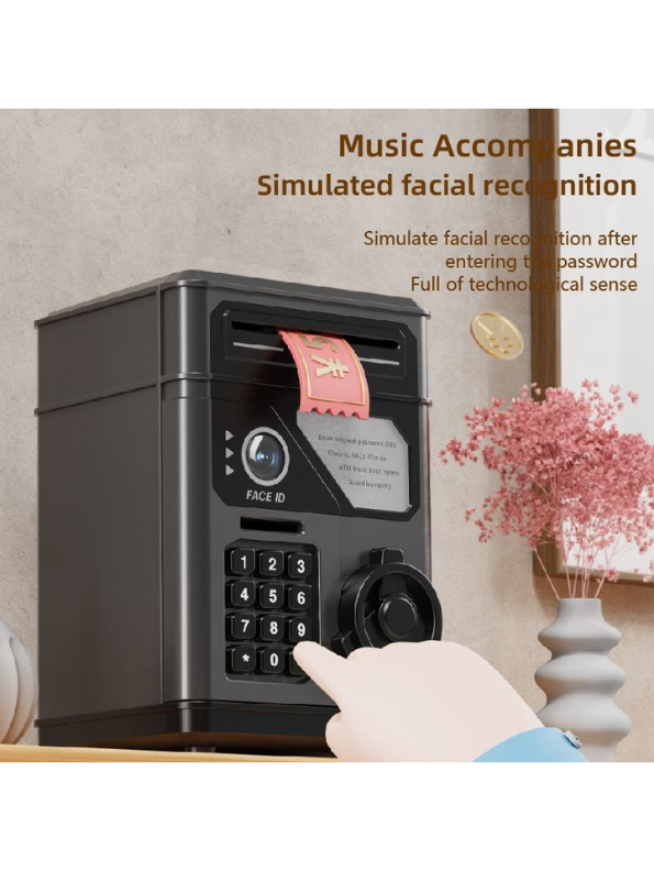 Black - CashMate – Kids’ Piggy Bank ATM Box for Coin & Cash Savings with Fun Entrance NX15688.