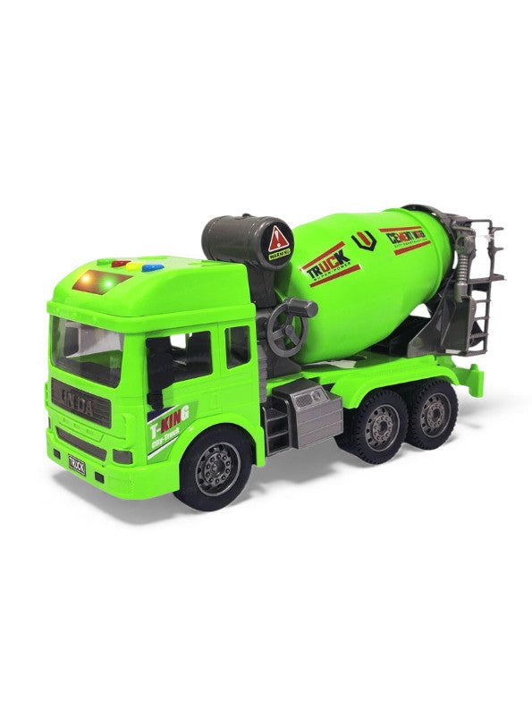 Cement Mixer Truck Toy with Lights and Sounds | Pull Back Construction Vehicle for Kids Green NX13624.
