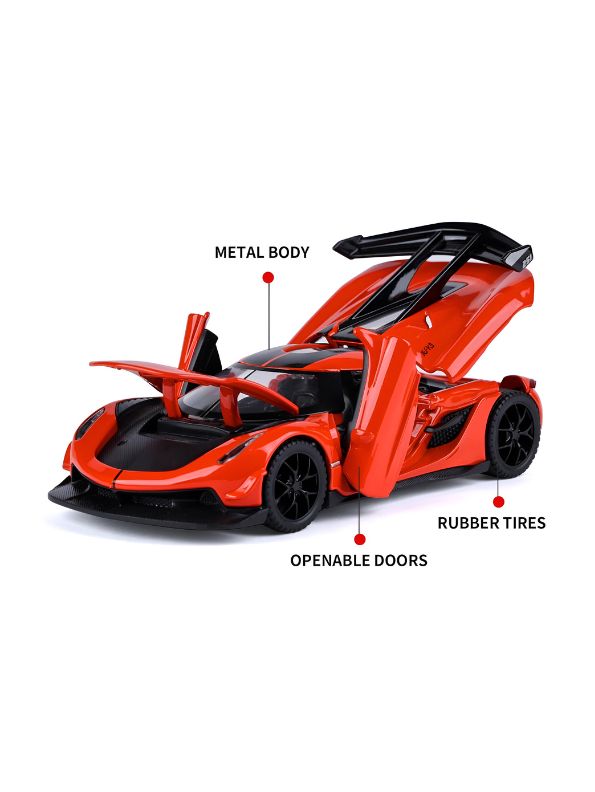 Orange - Chiyuan Koenigsegg Diecast Car – Premium Scale Model for Collectors & Enthusiasts with Acrylic Display Case.