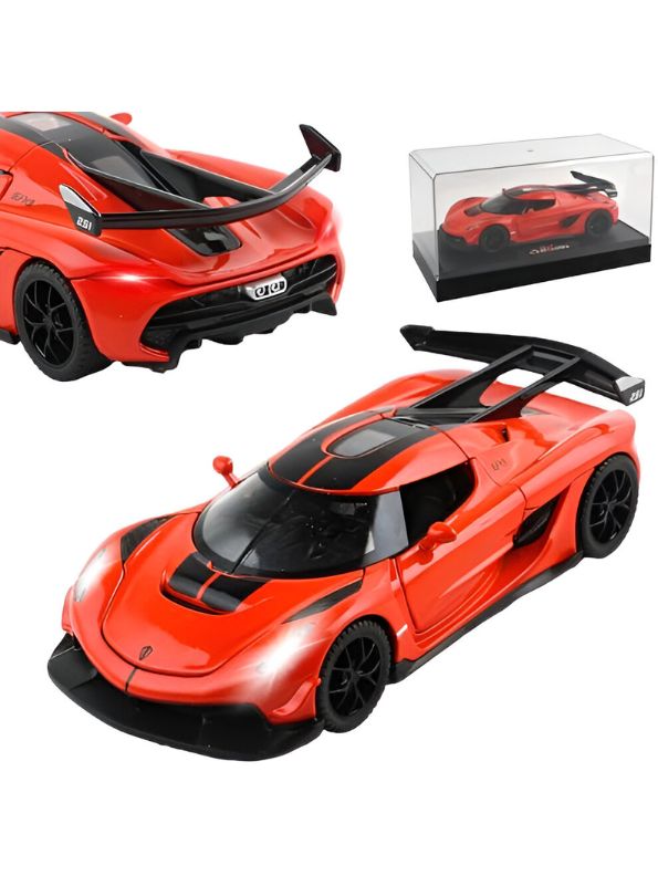 Orange - Chiyuan Koenigsegg Diecast Car – Premium Scale Model for Collectors & Enthusiasts with Acrylic Display Case.