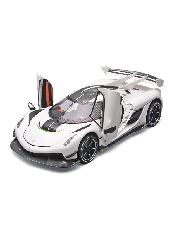 White - Chiyuan Koenigsegg Diecast Car – Premium Scale Model for Collectors & Enthusiasts with Acrylic Display Case.