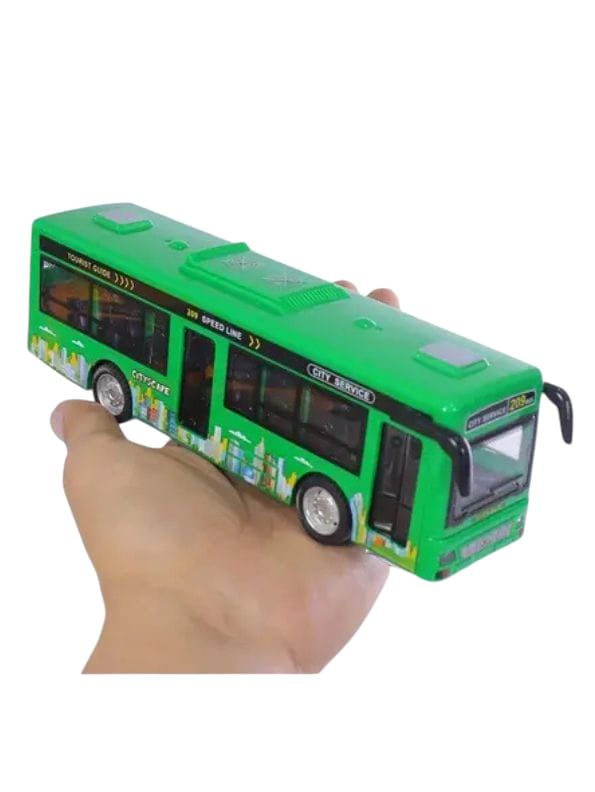 CityRide – Pull-Back City Service Bus Toy for Kids | Flashing Lights, Fun Music & Realistic Design - Green.