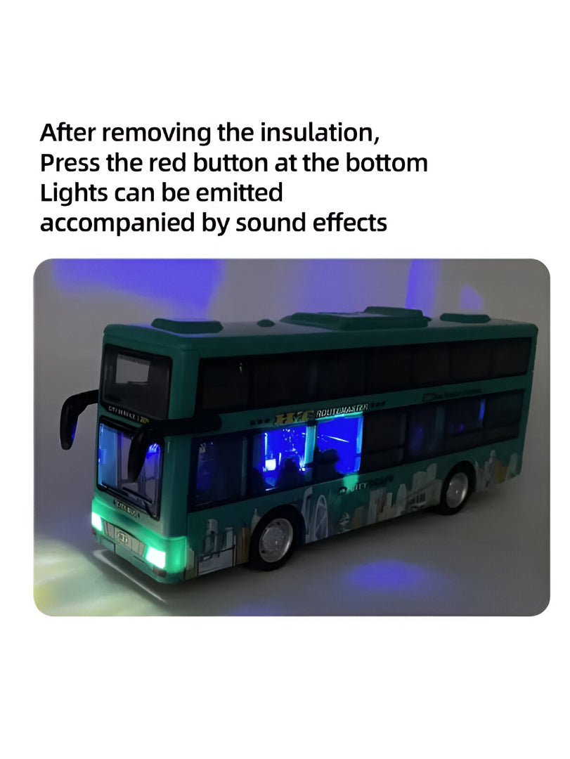 Orange - CityTourer – Double-Decker Sightseeing Bus Toy for Kids | Inertia Car Model with Openable Doors, Lights & Music Simulation LMI14907.